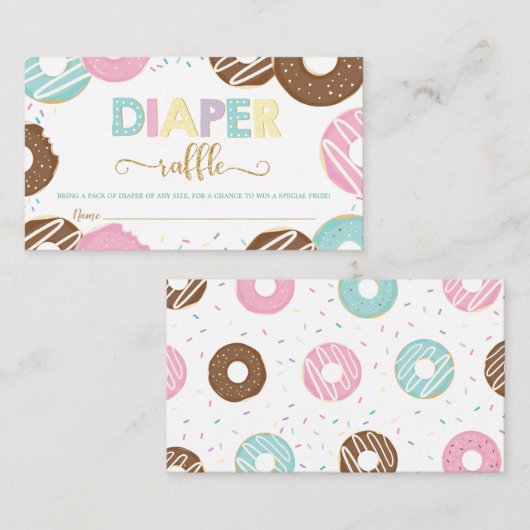Donut Baby Duwer Doughnut Girl Diaper Raffle Begleitkarte (Vorne/Hinten)
