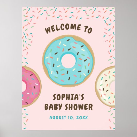 Donut Baby Shower Begrüßungsschild Plakat (Vorne)
