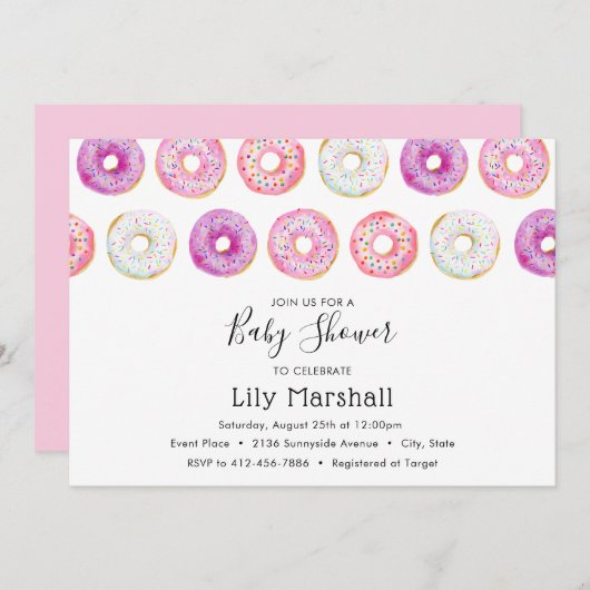 Donut Baby Shower Einladung (Vorne/Hinten)