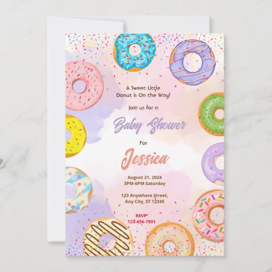 Donut Baby Shower Einladung (Vorderseite)