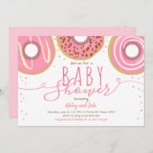 Donut Baby Shower Girl Pink Doughnut Baby Showdusc Einladung (Vorne/Hinten)