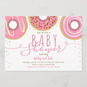 Donut Baby Shower Girl Pink Doughnut Baby Showdusc Einladung