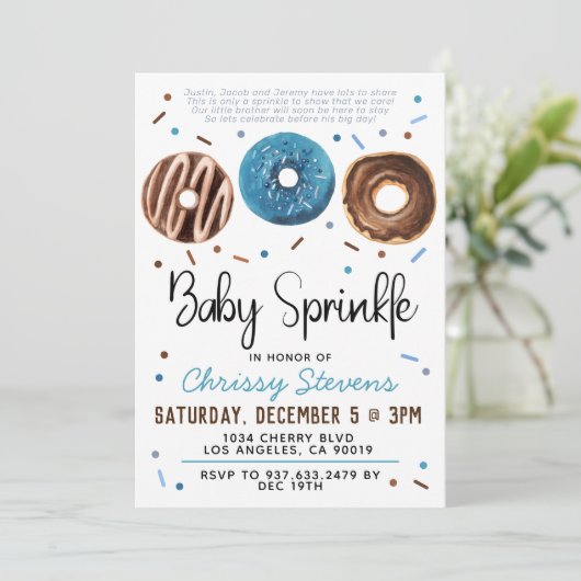 Donut Baby Sprinkle Baby Dusche Einladung (Stehend Vorderseite)