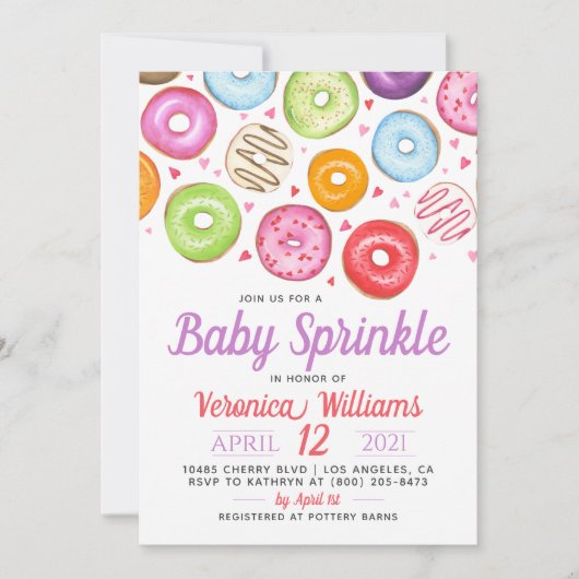 Donut Baby Sprinkle Baby Dusche Einladung (Vorderseite)