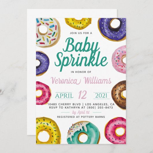 Donut Baby Sprinkle Babydusche Einladung (Vorne/Hinten)