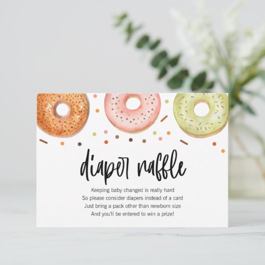 Donut Baby Sprinkle Diaper Raffekarte Dankeskarte (Stehend Vorderseite)
