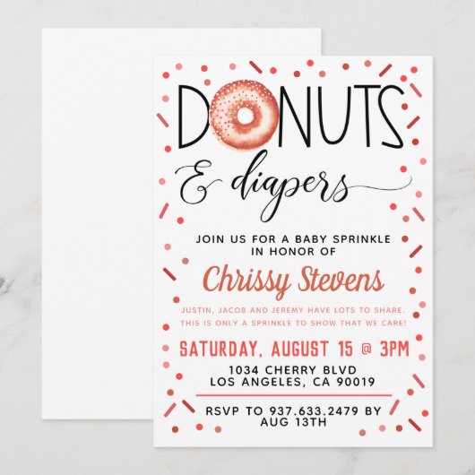 Donut Baby Sprinkle Dusche Einladung (Vorne/Hinten)
