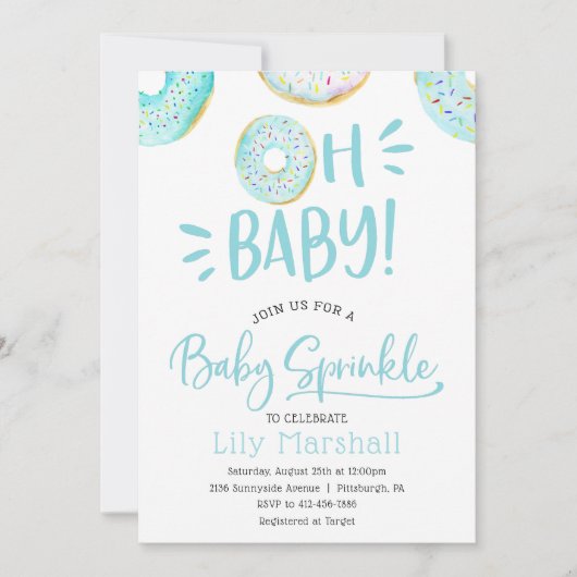 Donut Baby Sprinkle Einladung (Vorderseite)