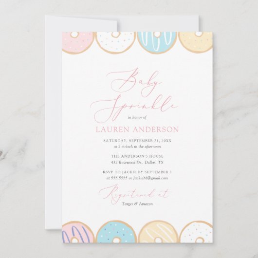 Donut Baby Sprinkle Einladung (Vorderseite)