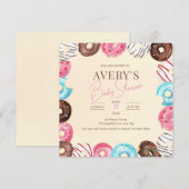 Donut Baby Sprinkle Einladung, Donuts Babydusche Einladung (Vorne/Hinten)