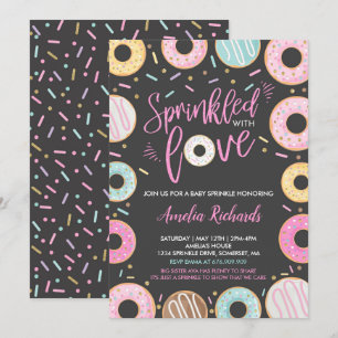 Donut Baby Sprinkle-Einladung mit Liebe bestreut Einladung
