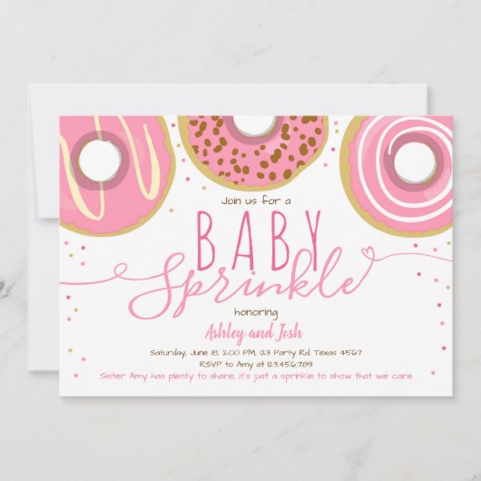 Donut Baby Sprinkle Pink Doughnut Girl Sprinkle Einladung (Vorderseite)