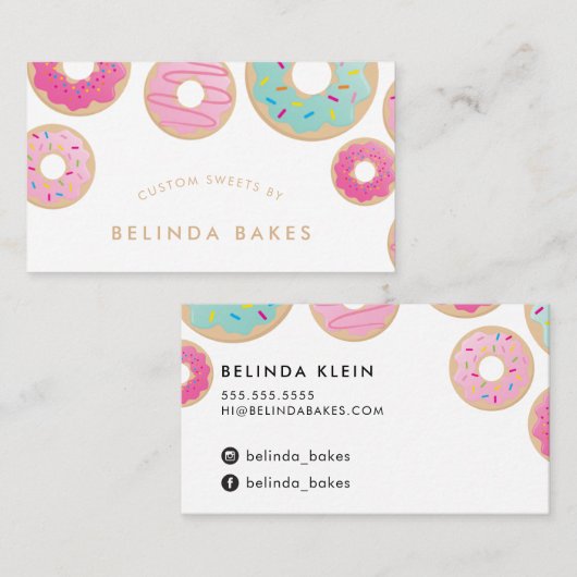 DONUT BAKER LOGO niedliches Backen Konfektion rosa Visitenkarte (Vorne/Hinten)