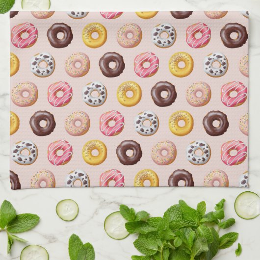 Donut Bakery Shop Muster Geschirrtuch (Gefaltet)