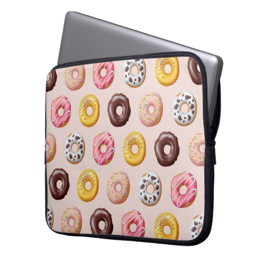 Donut Bakery Shop Muster Laptopschutzhülle (Vorderseite Links)