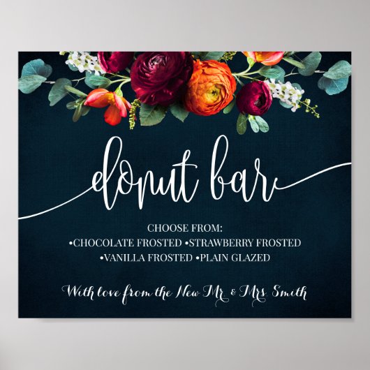 Donut Bar Bridal Wedding Reception Weinseezeichen Poster (Vorne)