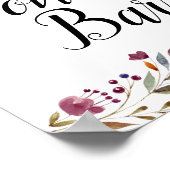 Donut Bar Burgundy Blume Wedding Sign Poster (Ecke)