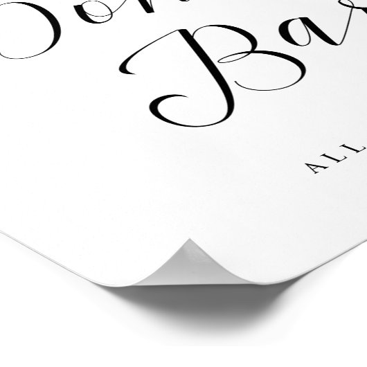 Donut Bar Chic Calligraphy Script Wedding Sign Poster (Ecke)