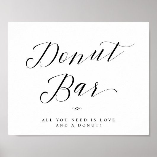 Donut Bar Chic Kalligrafie Schrift Hochzeitsschild Poster (Vorne)