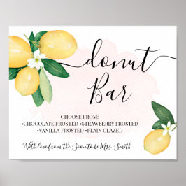 Donut Bar Party Brautparty Hochzeit Zitronen Rosa Poster
