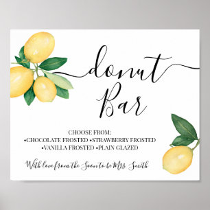 Donut Bar Party Brautparty Wedding Lemons Zeichen Poster