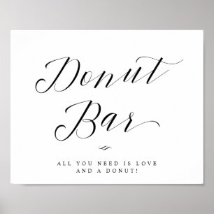 Donut-Bar-Schick-Kalligrafeschrift-Hochzeitsschild Poster
