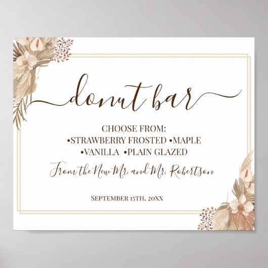Donut-Bar-Süßigkeiten-Tischtenniszeichen für Hochz Poster (Vorne)