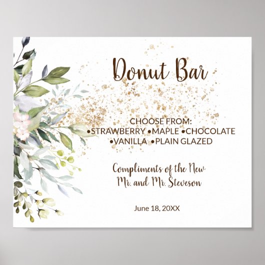 Donut Bar Table Wedding Kräuterzeichen Poster (Vorne)