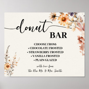 Donut Bar Wedding Brautparty Wildblumen Herbst Poster