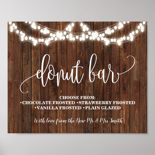 Donut Bar Western Bridal Wedding Party Sign Poster (Vorne)