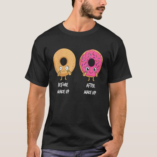 Donut Before After Makeup Sarcastic Doughnut Fast T-Shirt (Vorderseite)