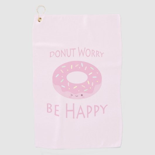 Donut Besorgnis sei glücklich Niedliche Pink Dough Golfhandtuch (Vorderseite)