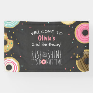 Donut Birthday Banner Party Doughnut Backdrop Girl