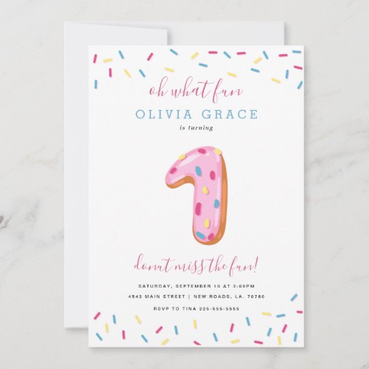 Donut Birthday Celebration | eins Einladung (Vorderseite)