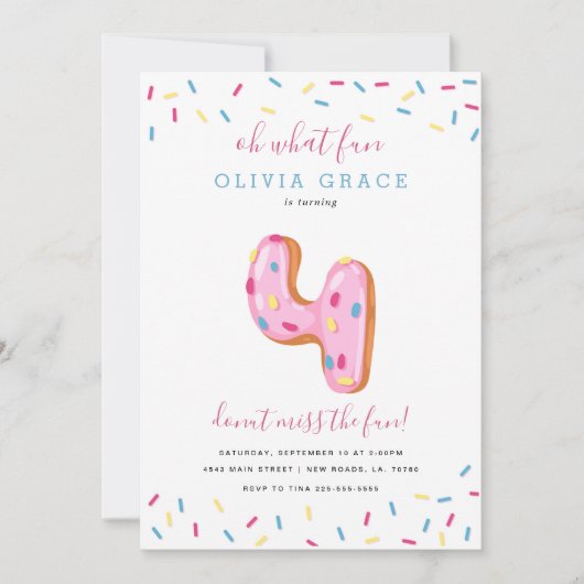 Donut Birthday Celebration | Vier Einladung (Vorderseite)