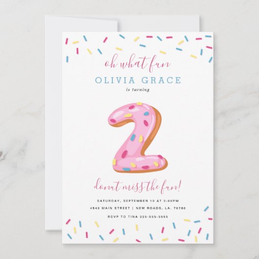 Donut Birthday Celebration | Zwei Einladung (Vorderseite)