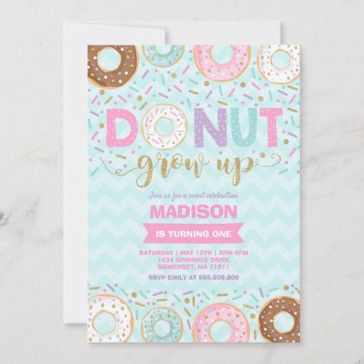 Donut Birthday Einladung Donut Grow Up Party (Vorderseite)