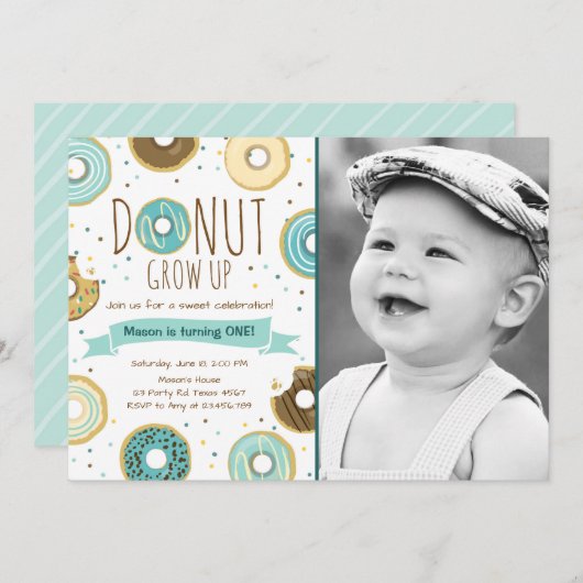 Donut Birthday Einladung Donut Grow Up Party (Vorne/Hinten)