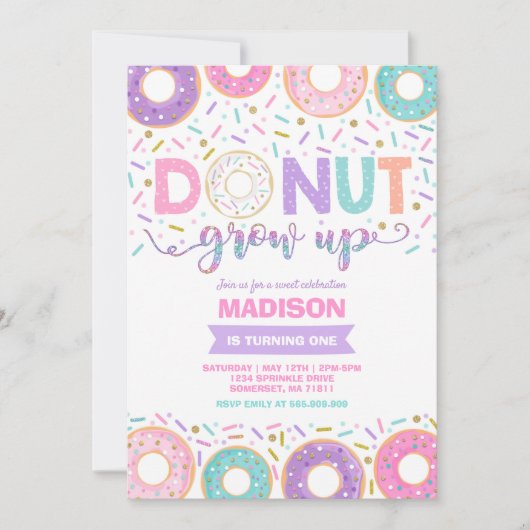 Donut Birthday Einladung Donut Grow Up Party (Vorderseite)