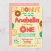 Donut Birthday Einladung, Donut Party Einladung (Vorne/Hinten)