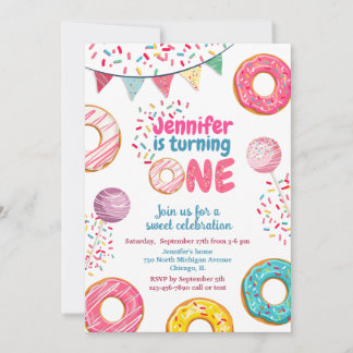 Donut Birthday Einladung Sweet ONE