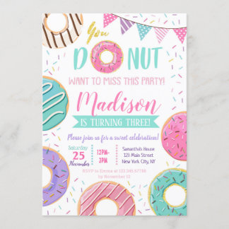 Donut Birthday Einladungen