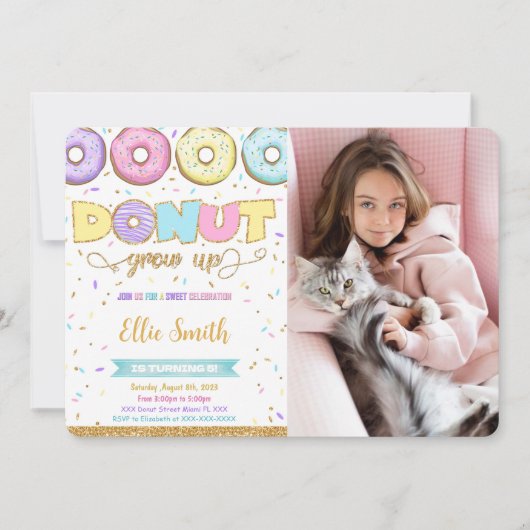 Donut Birthday Foto Einladung (Vorderseite)