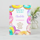 Donut Birthday Party Einladung (Stehend Vorderseite)