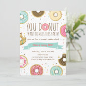 Donut Birthday Party Einladung Donut will zu verpa (Stehend Vorderseite)
