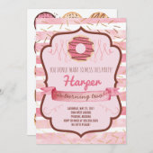 Donut Birthday Party Einladung für ein Mädchen (Vorne/Hinten)