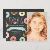Donut Birthday Party Einladung Rise und Shine (Vorne/Hinten)