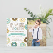 Donut Birthday Party Einladung Rise und Shine (Stehend Vorderseite)