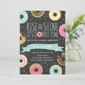 Donut Birthday Party Einladung Rise und Shine (Stehend Vorderseite)