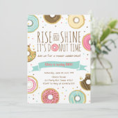 Donut Birthday Party Einladung Rise und Shine (Stehend Vorderseite)